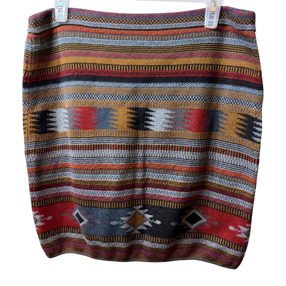 Peruvian‎ Women’s Aztec Pima Cotton Knit Skirt Southwestern Multicolor Boho Sz L - Picture 6 of 8